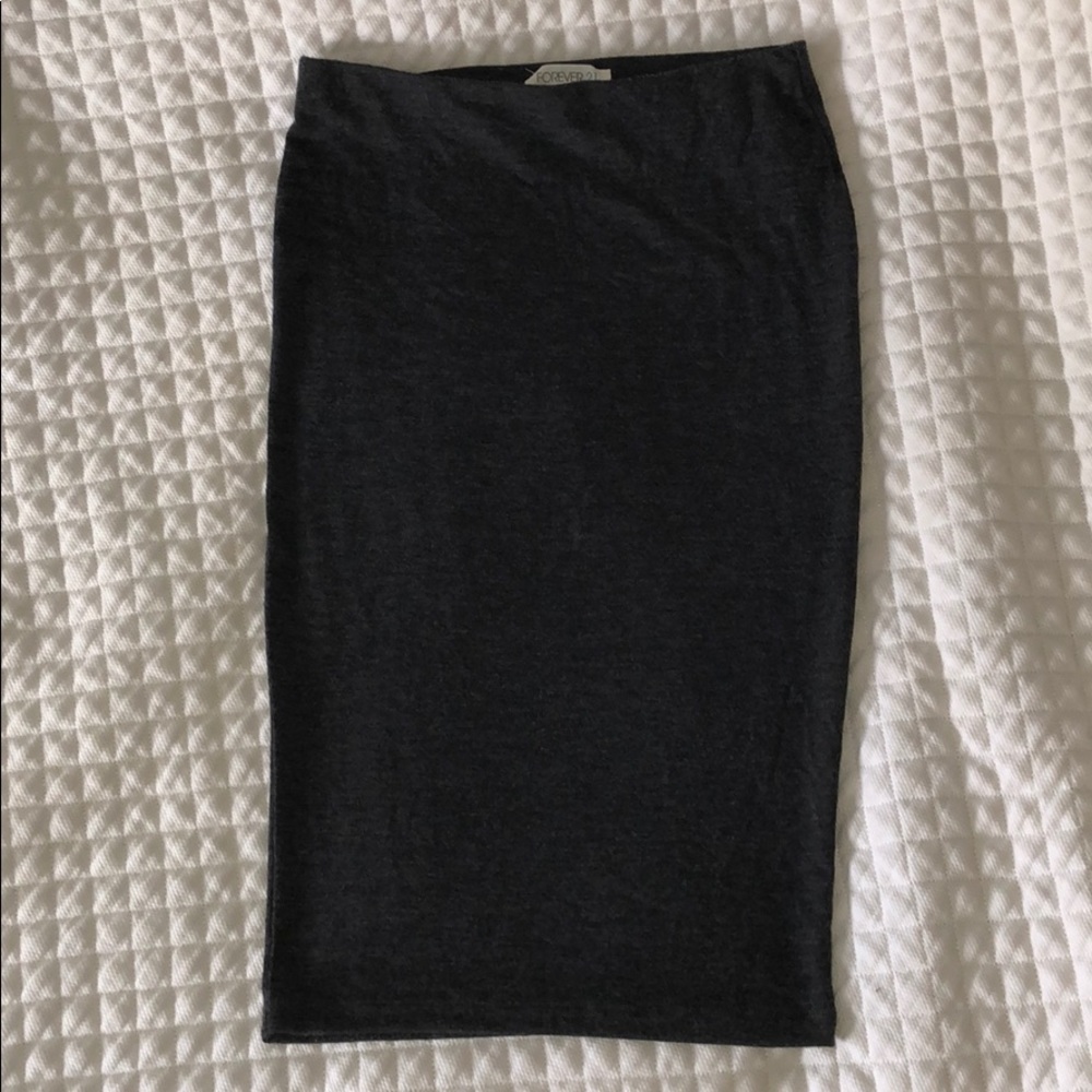 Forever 21 Midi Dark Gray Pencil Skirt